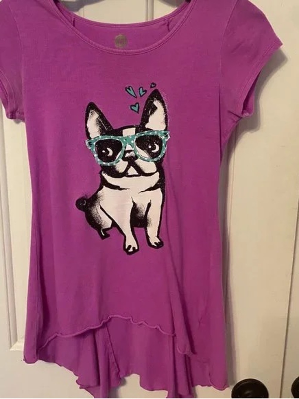 Girls' Purple Dog Graphic Tee with Glasses